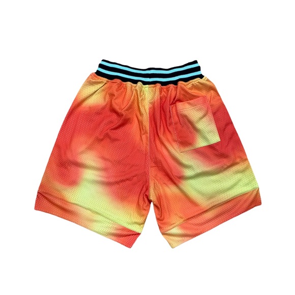 $150 JG CHENILLE LOGO BASKETBALL SHORTS ORANGE SUNSET TIE-DYE s small athletic - Picture 5 of 5